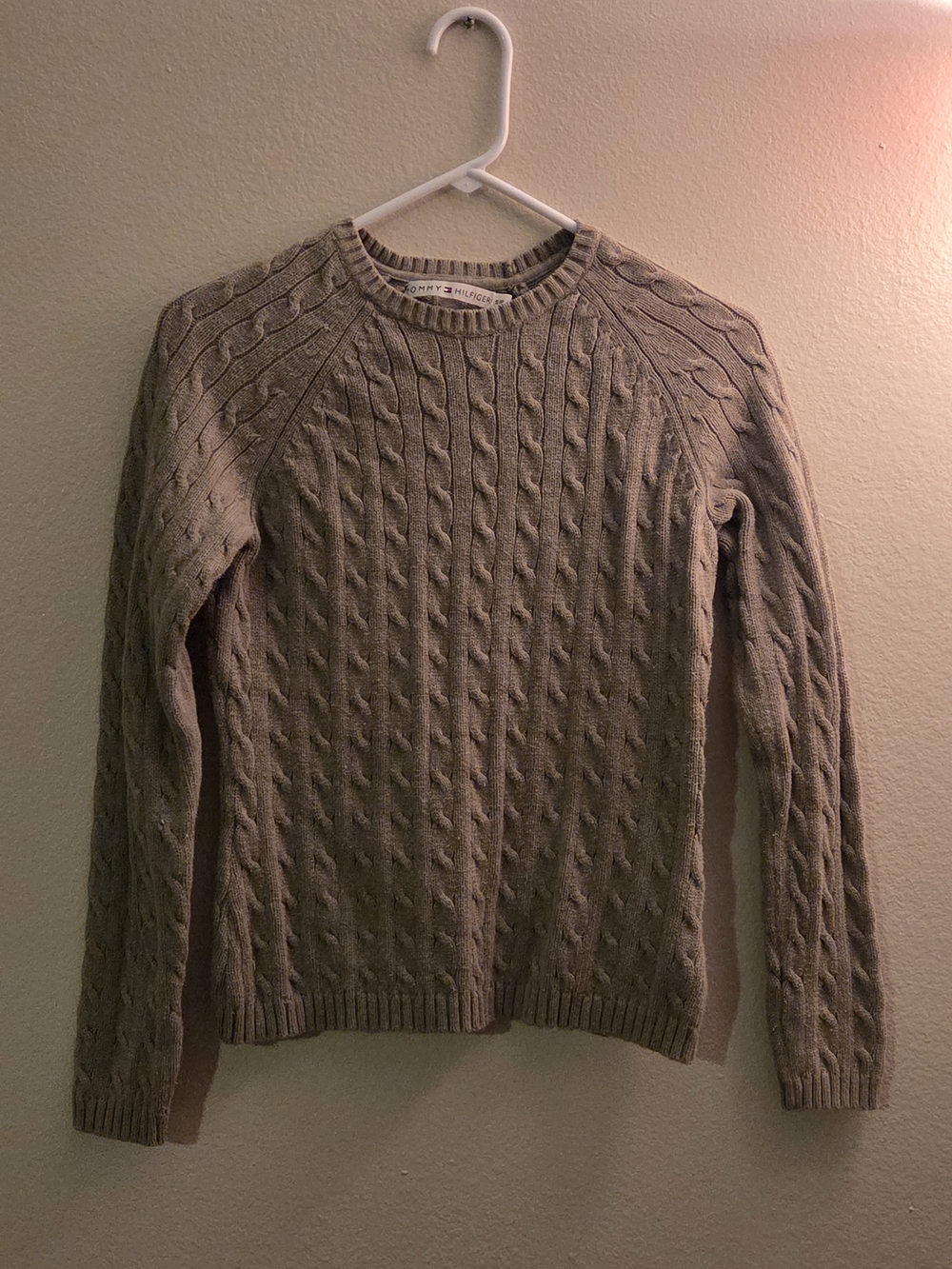 Tommy Hilfiger Women's Cable Knit Crewneck Sweater - Beige